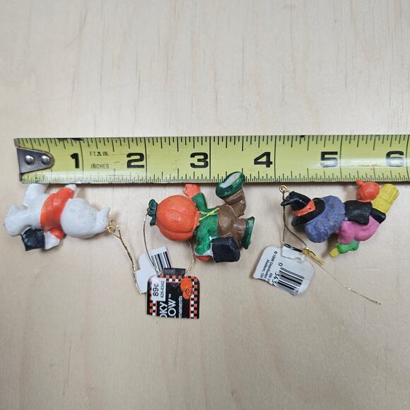 Vintage 1988 NWT Small Halloween Ornaments Witch Ghost Pumpkin Man - Picture 5 of 5